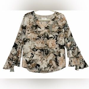 Calvin Klein Women's Floral Chiffon Tunic Blouse | S